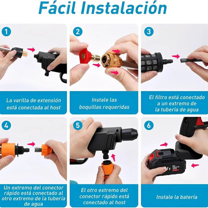 Hidrolavadora Portátil con Dos Baterías